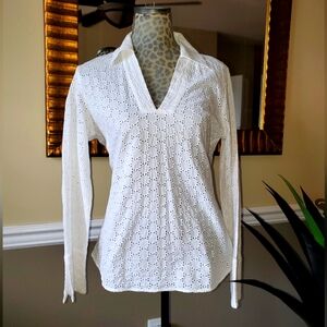 Cotton Eyelet Pullover Blouse